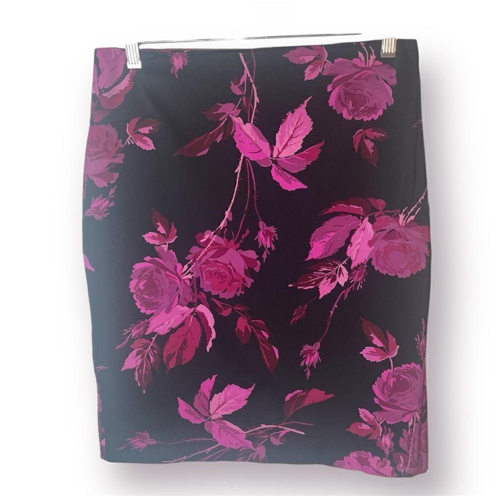 Express Y2K Floral Mini Pencil Skirt Black Pink 5/6